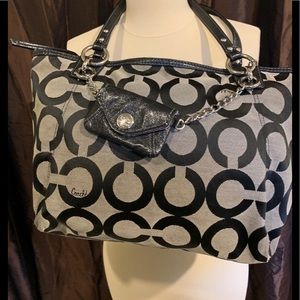 Coach Black and Gray Jacquard handbag